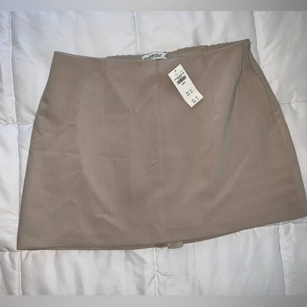 Beige Straight Mini Skort